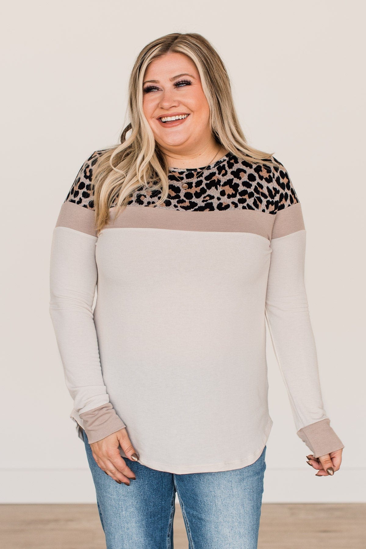 Staying Fierce Color Block Top- Beige & Mocha