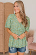 Floral Passions Puff Sleeve Peplum Blouse- Green