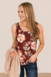 Keep It Up Floral Tank Top- Deep Burgundy