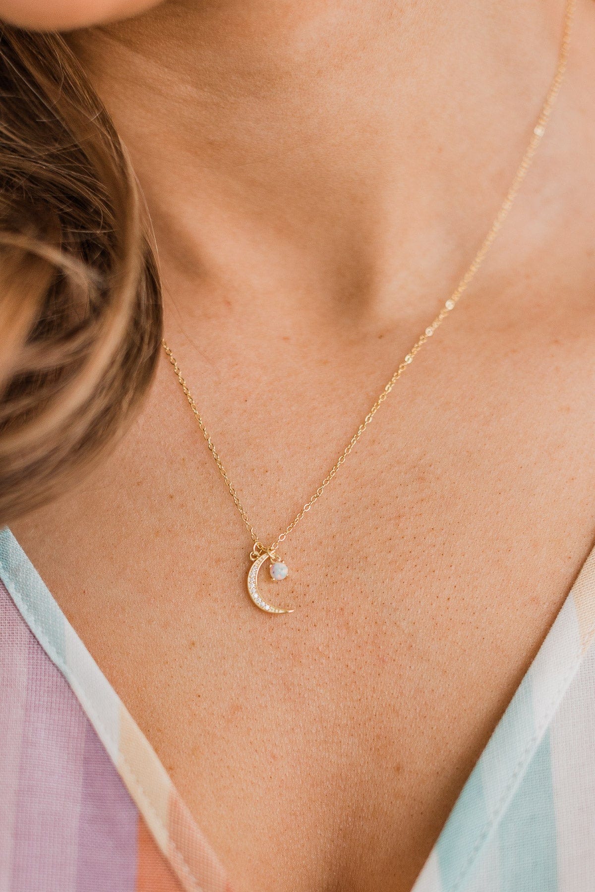 Fly Me To The Moon Chain Necklace- Gold