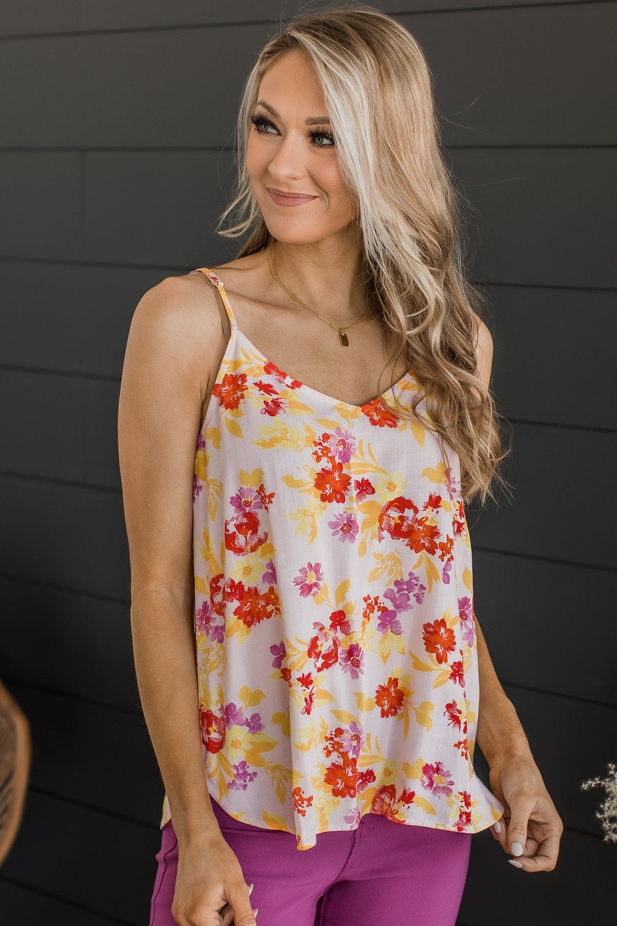 Perfect Days Floral Tank Top- Ivory