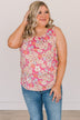 Cross Your Path Floral Tank Top- Bright Pink