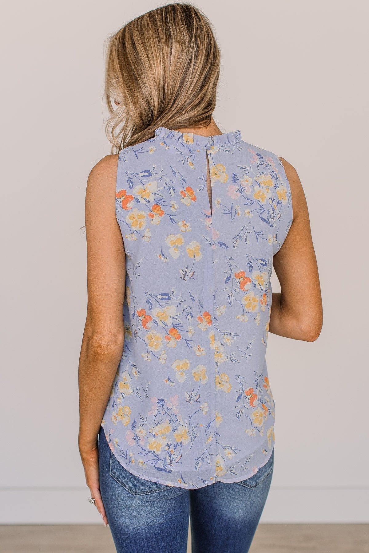 Seek You Out Floral Sleeveless Blouse- Blue