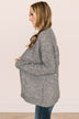 Walking Into Winter Plush Knit Cardigan- Charcoal