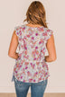 Kind Regards Floral Babydoll Blouse- Light Blue & Magenta