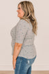 Looking To You Floral Knit Top- Heather Grey