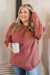 Walk My Way Corduroy Knit Crew Neck- Dusty Brick