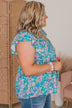 For A Moment Floral Babydoll Blouse- Blue & Pink