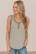 Chasing After You Striped Tank Top- Light Olive
