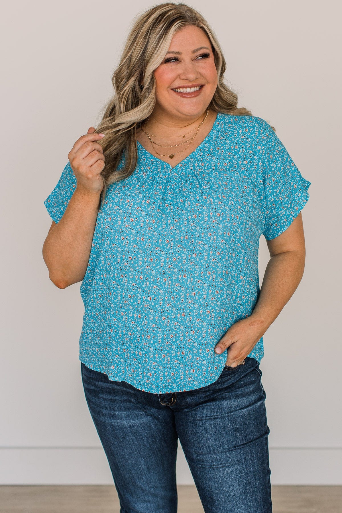 Blissful Days Floral Top- Blue