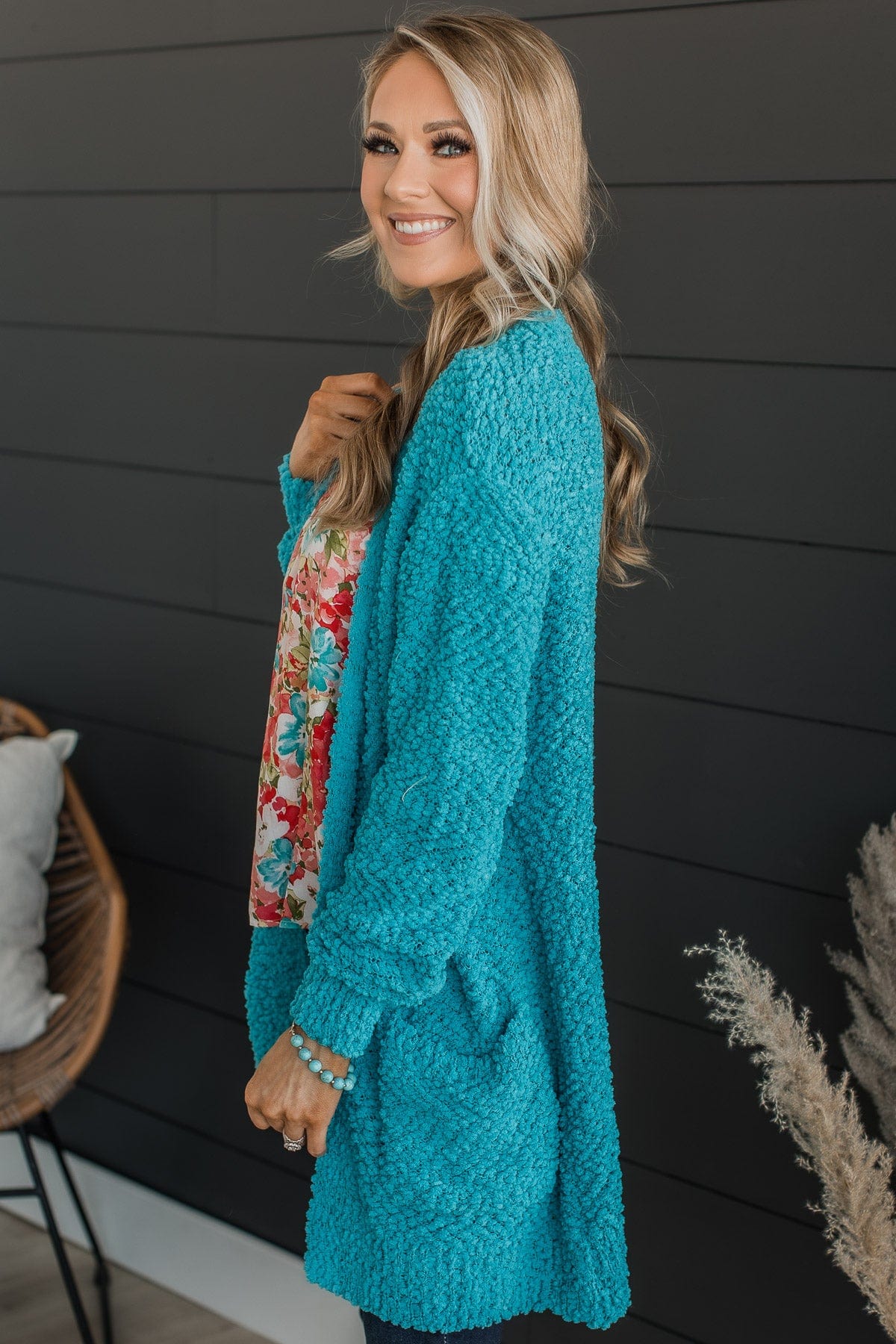Royal blue popcorn cardigan clearance