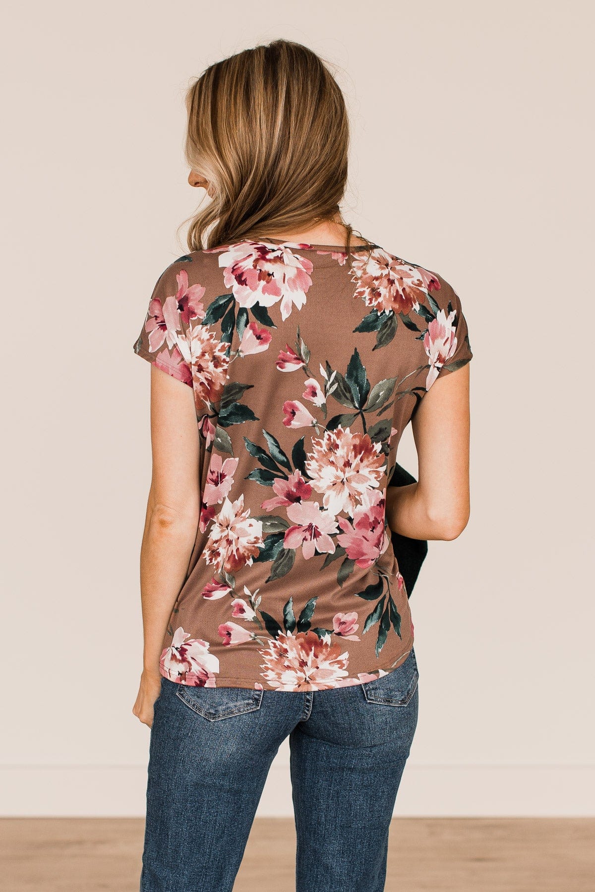 Always On My Mind Floral Top- Mocha