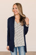 Time To Be Alive Drape Cardigan- Navy