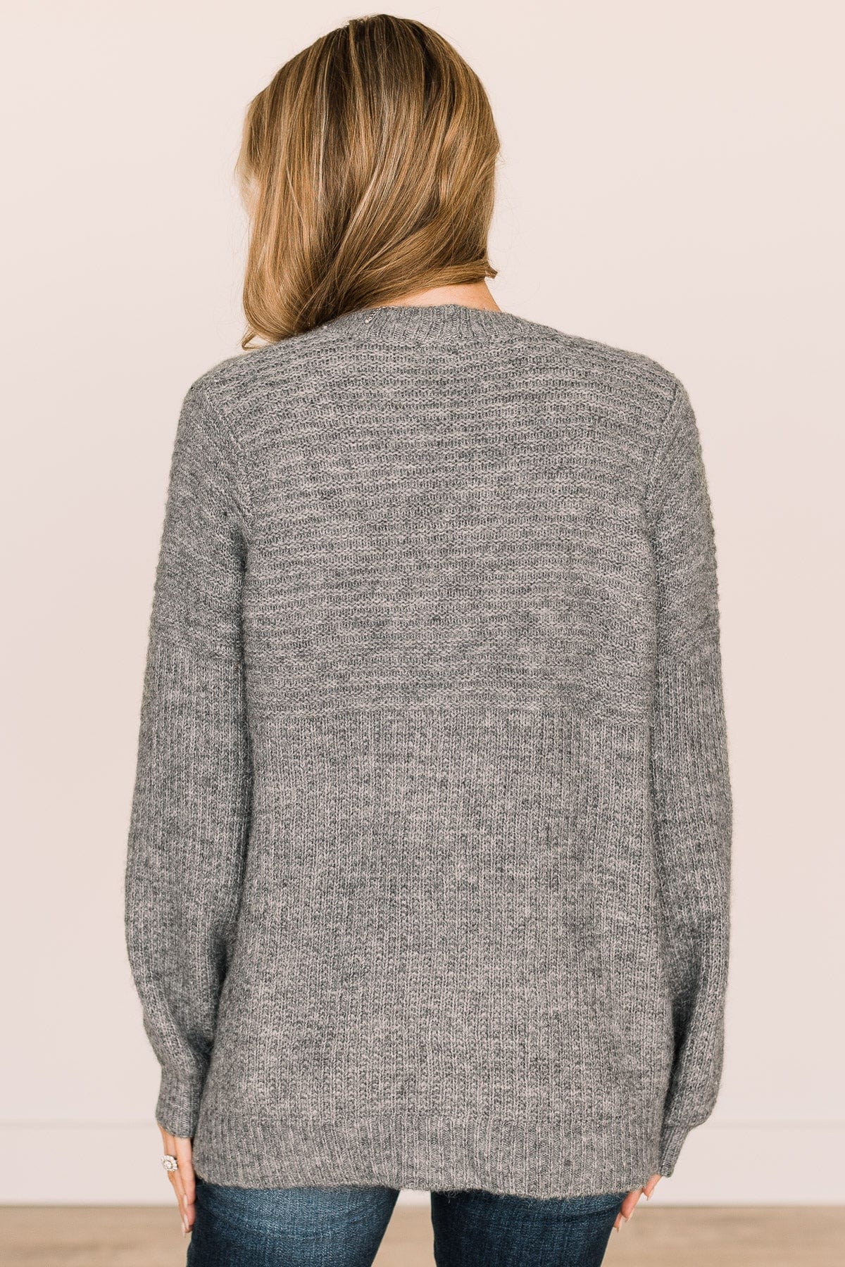 Walking Into Winter Plush Knit Cardigan- Charcoal