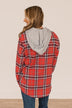 Heartfelt Serenades Hooded Plaid Top- Red