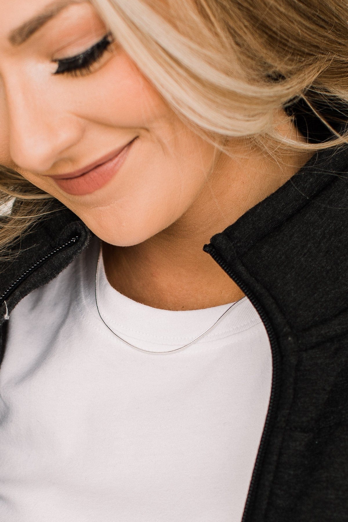 Trendy Moments Herringbone Necklace- Silver