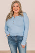 Give Your Best Long Sleeve Henley Top- Light Blue