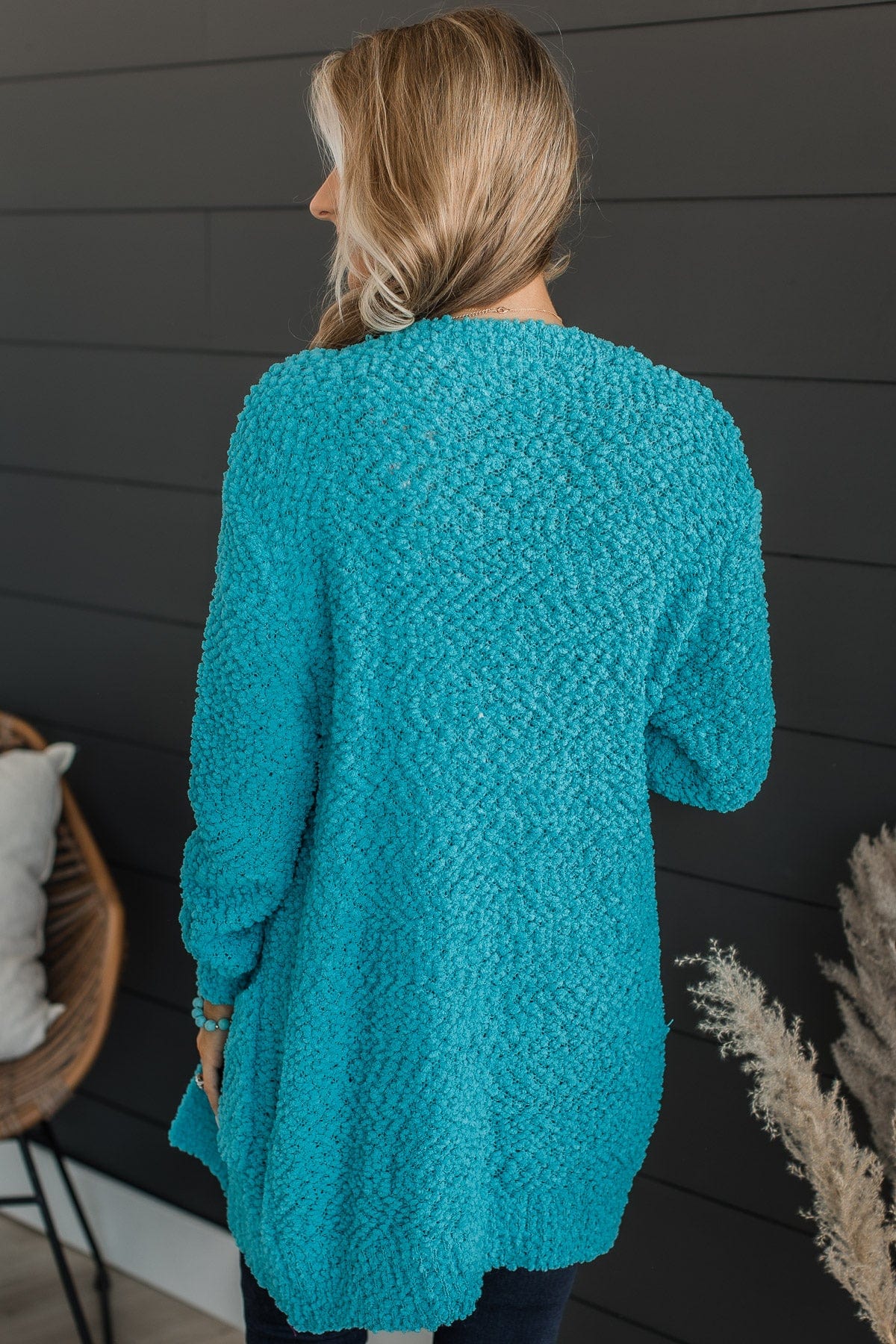 Take Another Look Popcorn Cardigan- Bright Blue