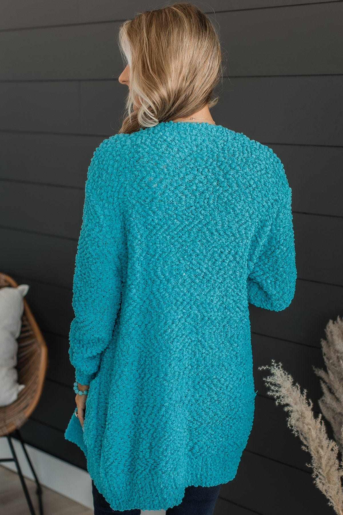 Take Another Look Popcorn Cardigan- Bright Blue