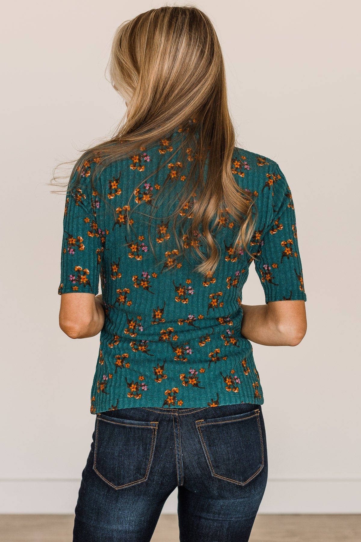 In Full Bloom Floral Knit Top- Teal