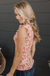 Late Night Romance Floral Knit Top- Pink & Orange