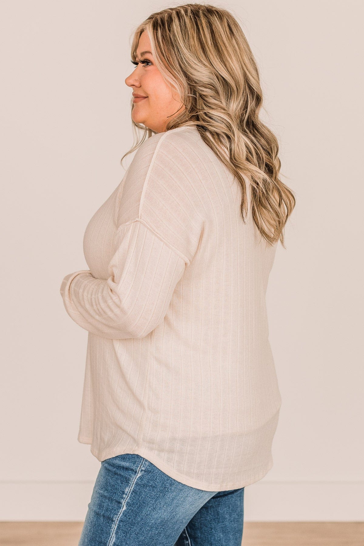 Doing My Best Button Knit Top- Cream