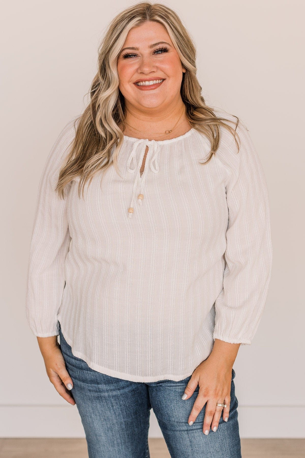 For The Record Striped Top- Ivory