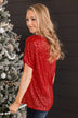 Get Your Attention Sequin Top- Red
