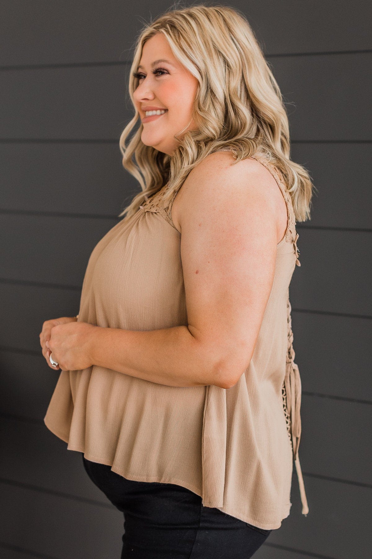Well Loved Lace Tank Top- Mocha