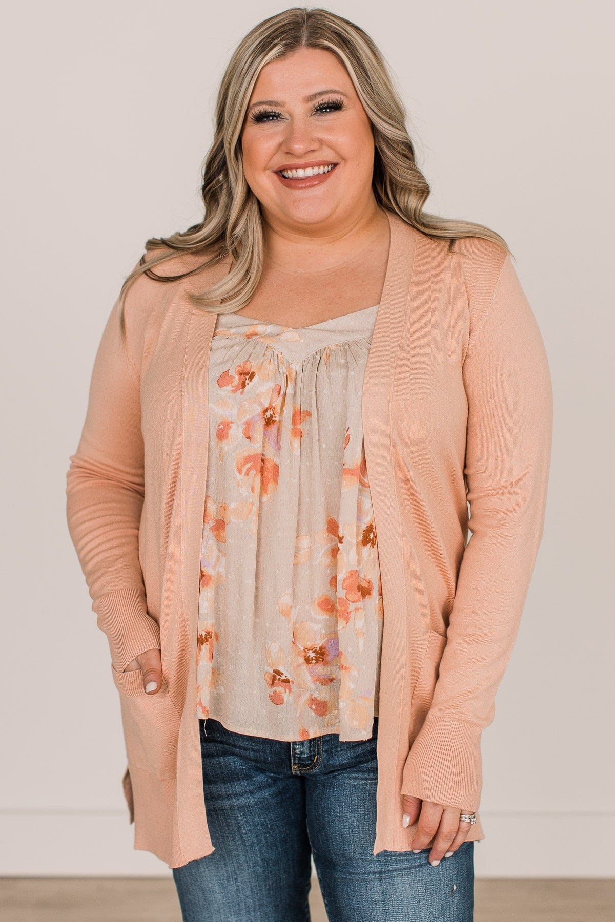 Light peach cardigan 2025