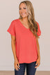 On Your Mind Knit Top- Coral