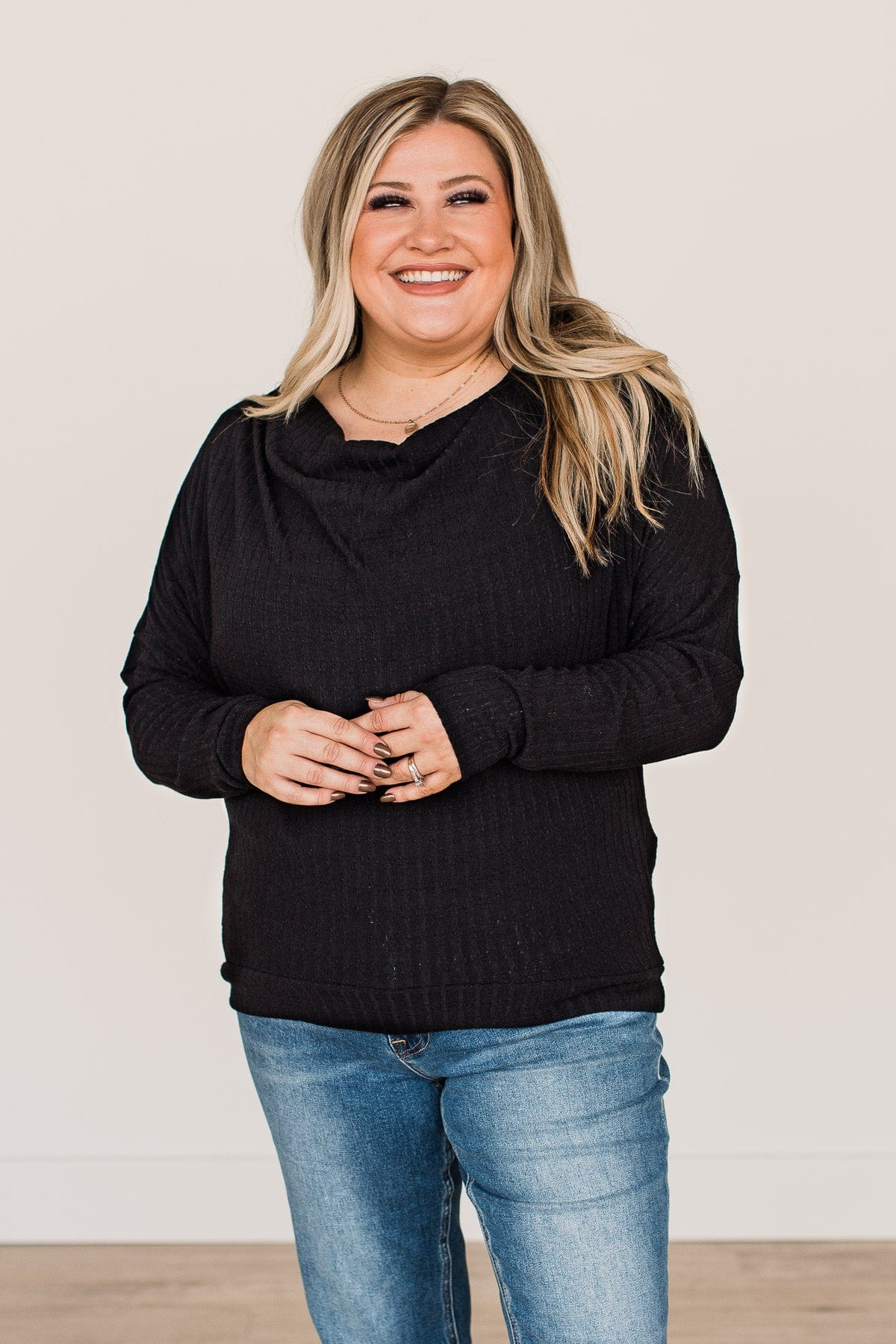 See You Soon Slouchy Knit Top- Black