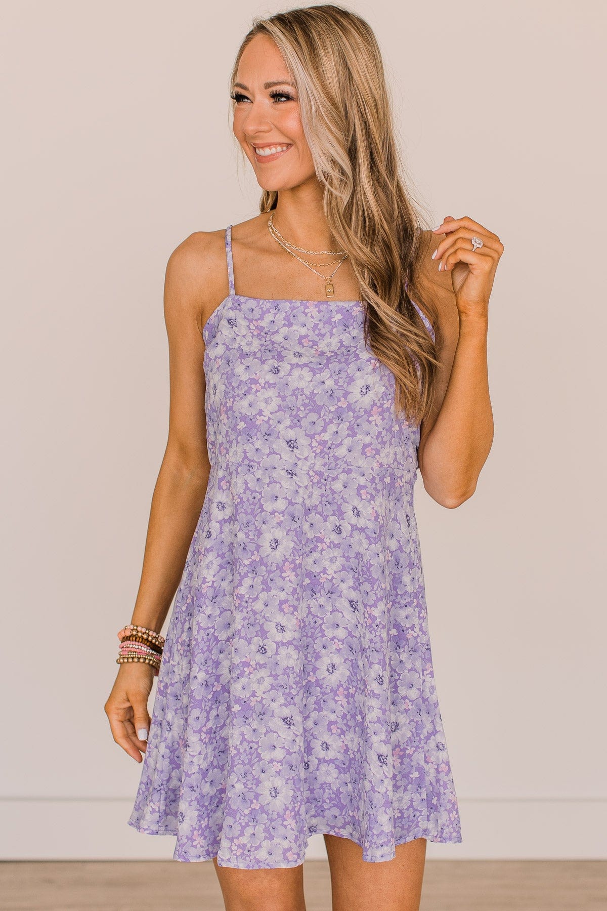 Spring Fling Floral Dress- Lavender