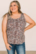 Keep It Up Floral Tank Top- Olive & Dusty Pink