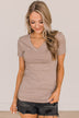 From The Moment We Met V-Neck Tee- Taupe