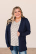 Time To Be Alive Drape Cardigan- Navy
