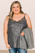 Stunning In Sequins Tank Top- Charcoal & Silver