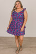 Small Town Romance Floral Dress- Navy & Pink