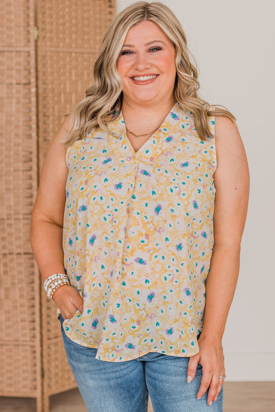 Spring Chic Floral Tank Top- Yellow – The Pulse Boutique