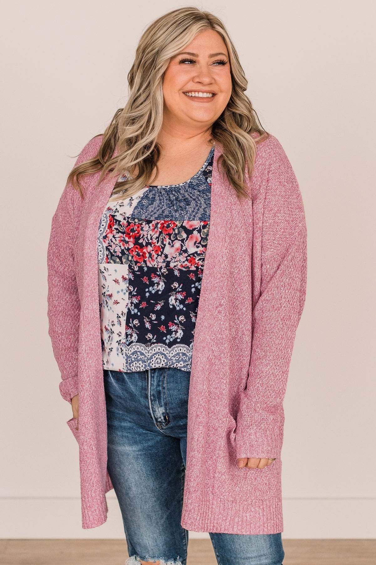 Cozy As Can Be Long Knitted Cardigan- Pink