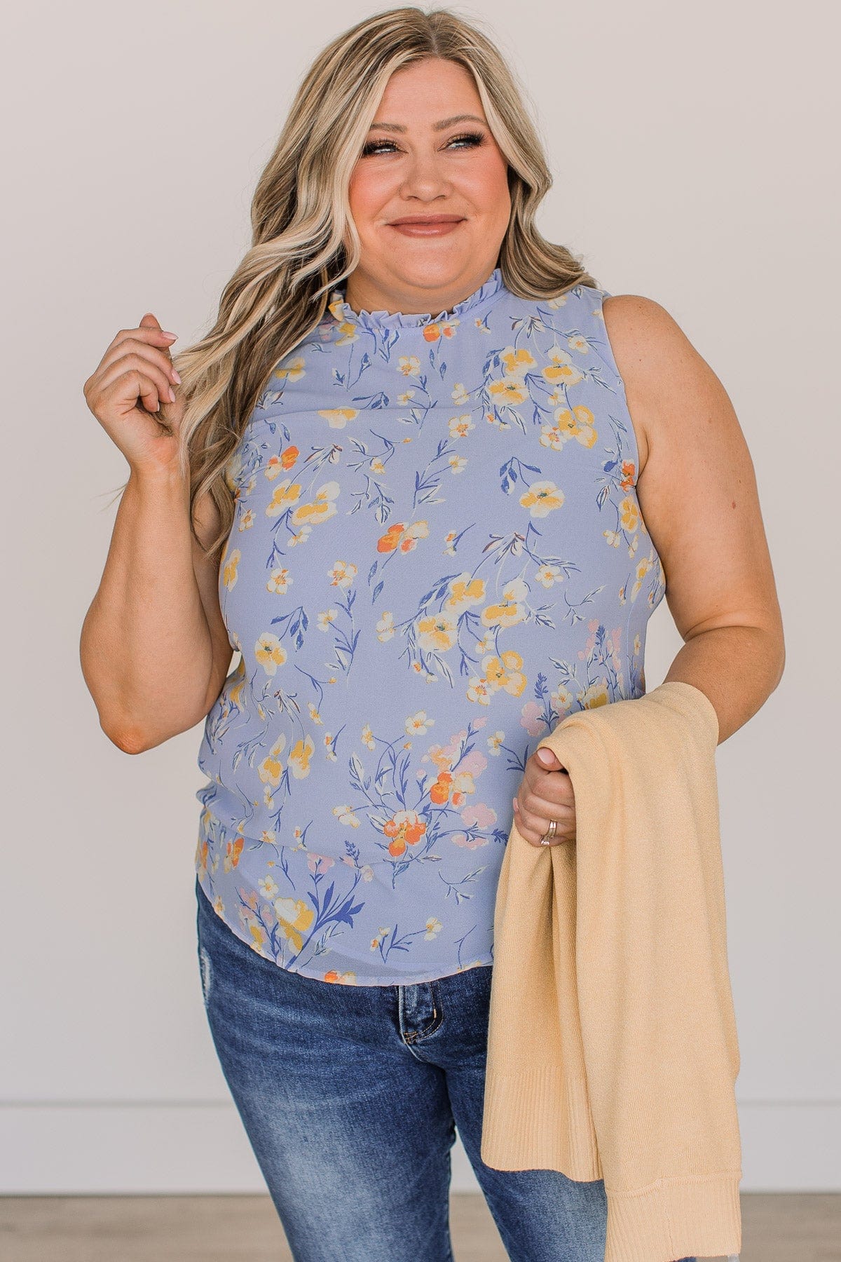 Seek You Out Floral Sleeveless Blouse- Blue