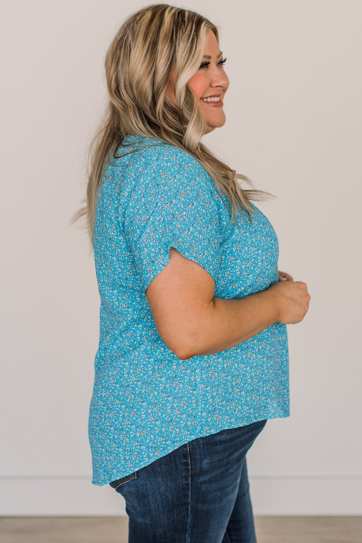 Blissful Days Floral Top- Blue