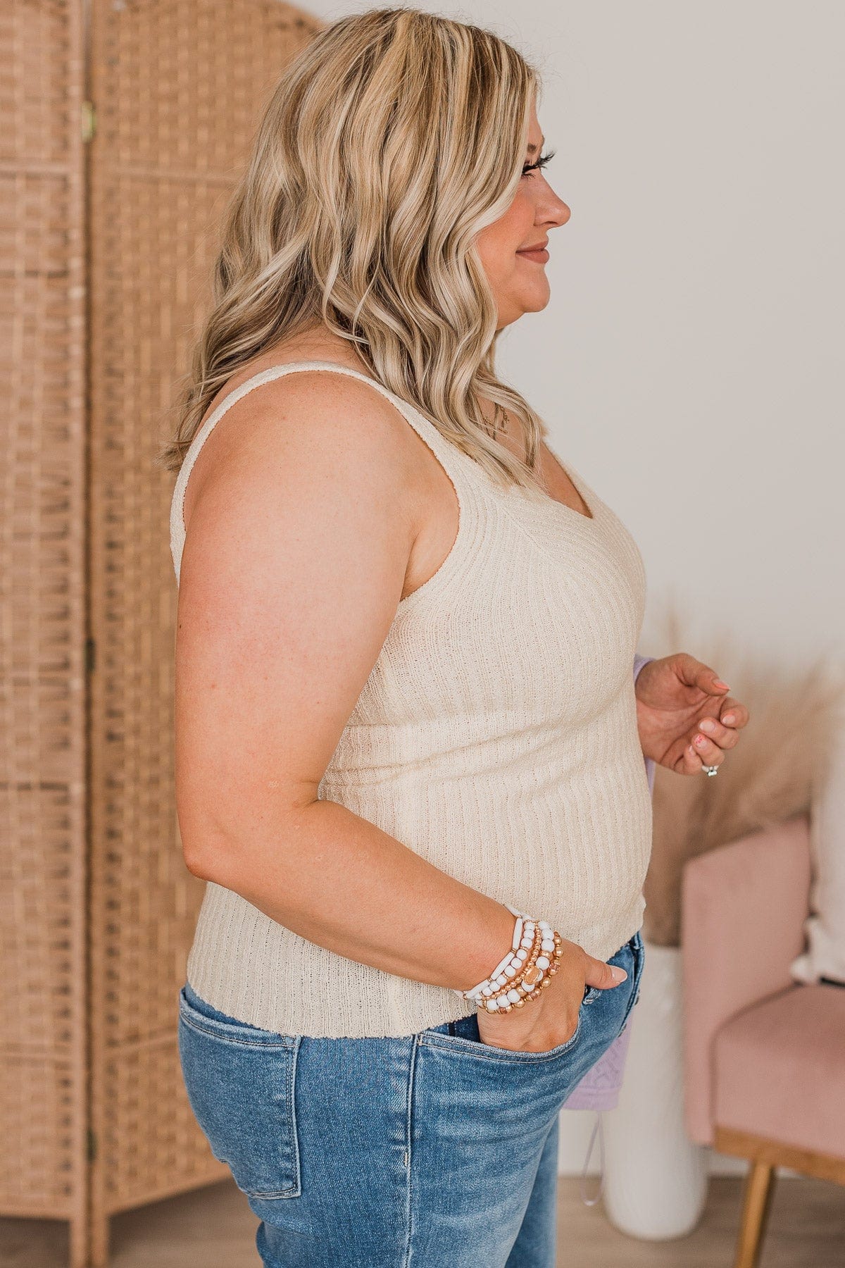 Sweet Intentions Ribbed Knit Tank Top- Ivory