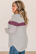 Sweet In Stripes Color Block Top- Ivory & Plum