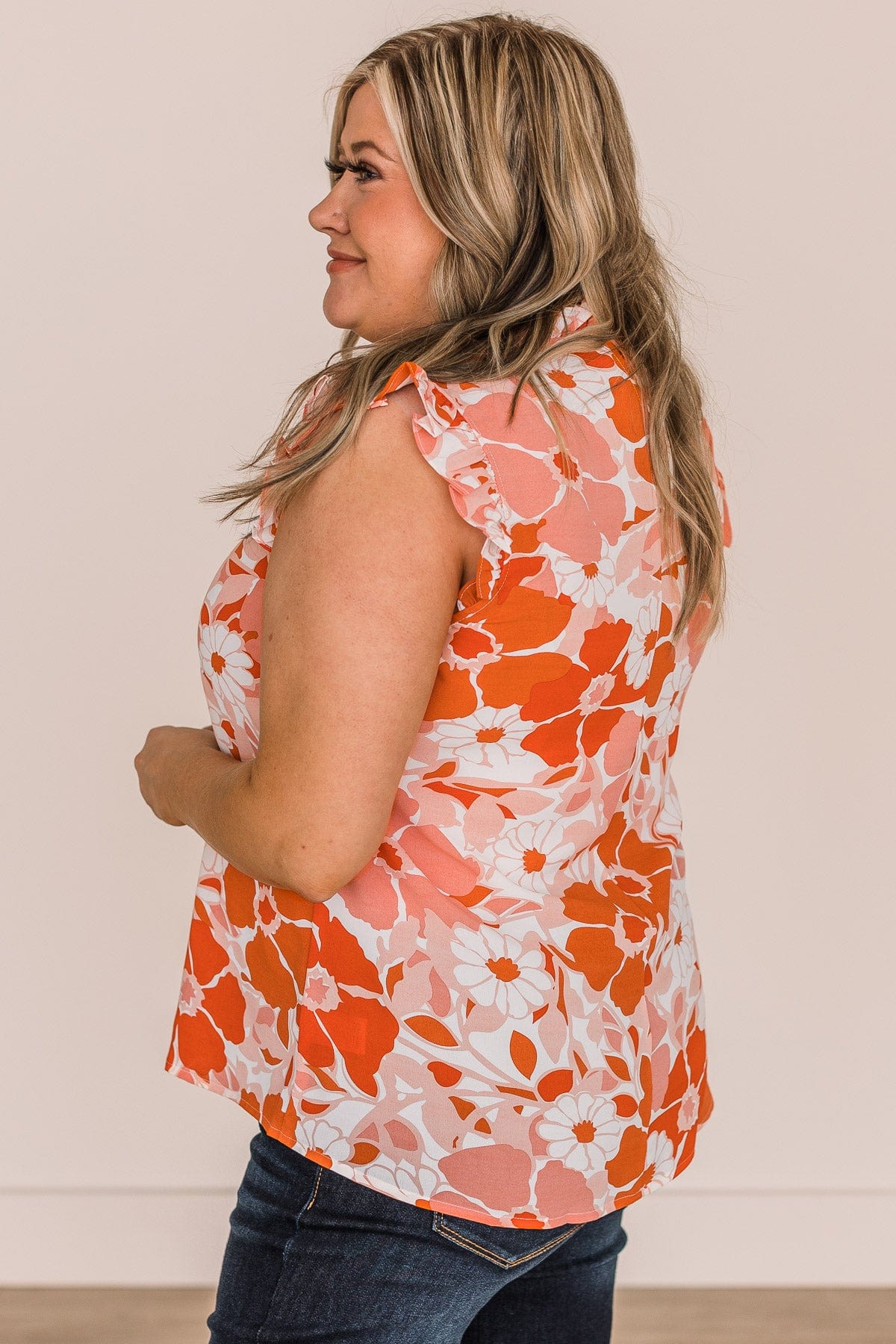 Stuck In The Past Floral Blouse- Peach & Orange