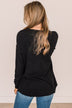 Make It Your Own Button Knit Top- Black