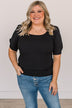 Get In Line Puff Sleeve Top- Black