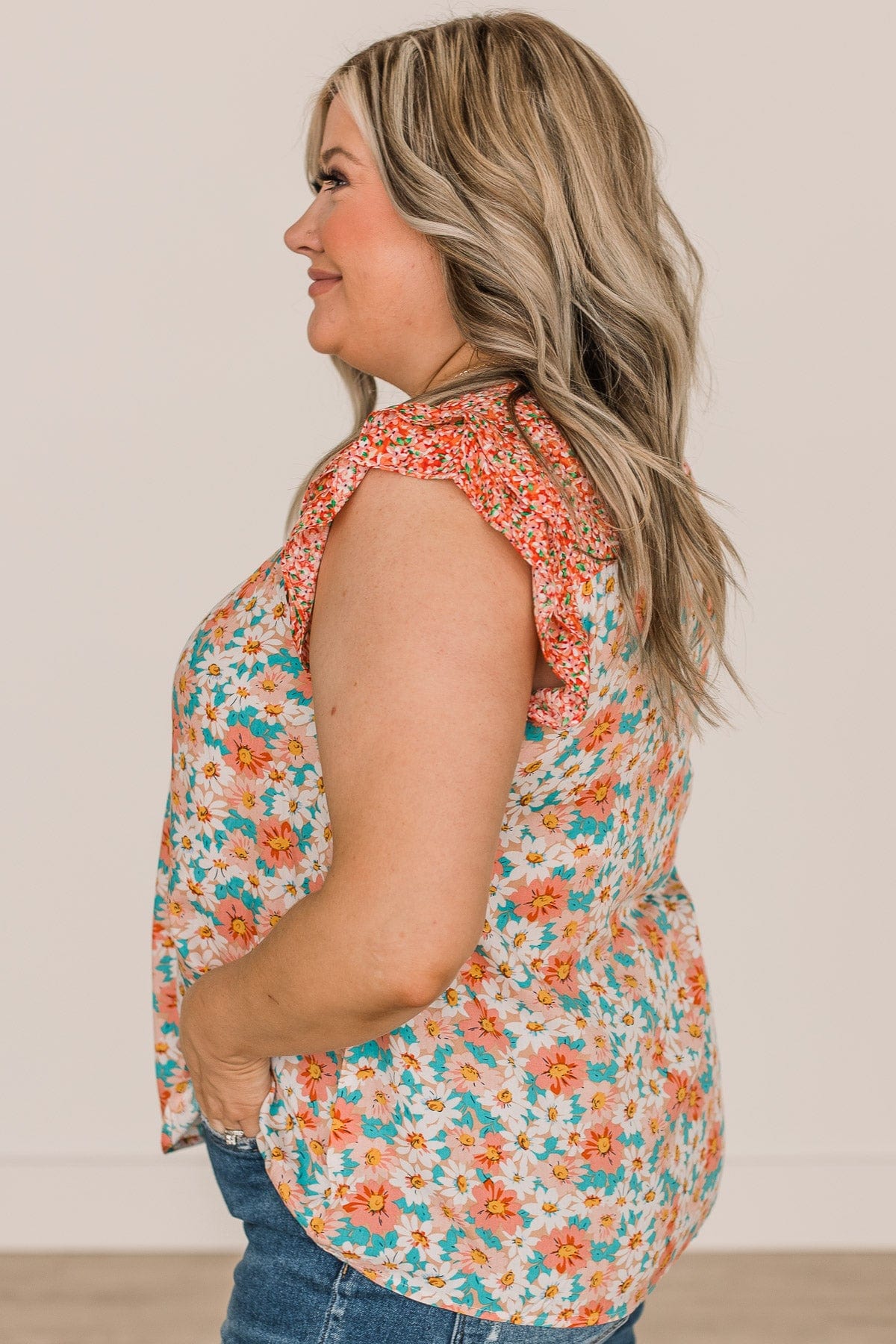 Reminders Of Us Floral Blouse- Coral