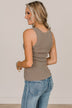 Worth A Shot Ribbed Knit Tank Top- Dusty Olive