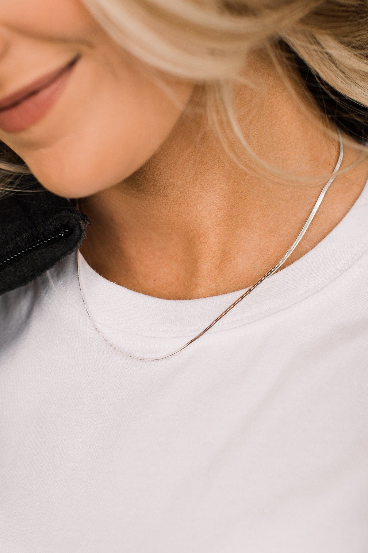 Trendy Moments Herringbone Necklace- Silver
